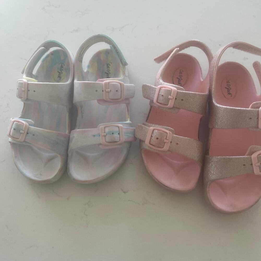 Girls Cat & Jack two pair sandal bundle size 12